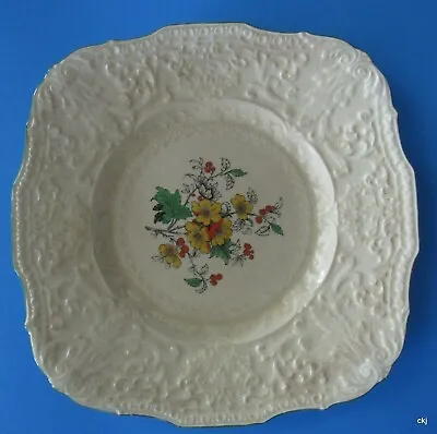 Buy Ridgewood Royal Cauldon England Est 1774 Square Floral Ivory Dinner Plate 8 1/2  • 16.18£