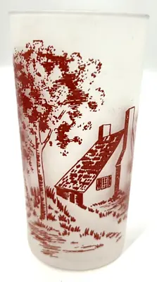 Buy VTG Currier & Ives Red Homer Laughlin Glass Tall Tumbler Frosted Glassware RARE • 28.41£