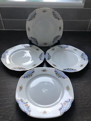 Buy Vintage Moritz Zolekauer Czechoslovakia Floral Bone China Tea Plates Set Of 4 • 8.99£