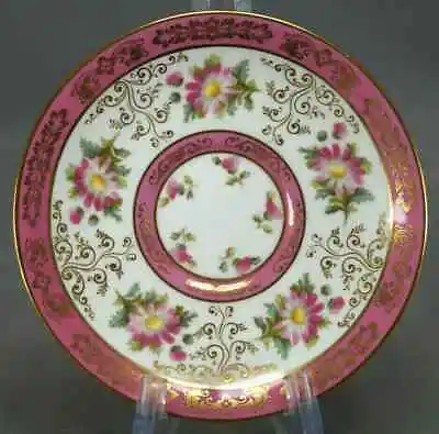 Buy Cauldon Pink Daisies Pompadour Pink & Gold Scrollwork Saucer Circa 1890-1904 • 62.65£