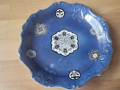 Buy Rare Antique JKL Fenton Large Dish Bowl Blue And Gold • 15£