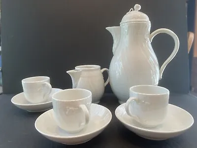 Buy KPM Neuosier White Porcelain Espresso Tea Basketweave Pot Creamer Demitasse Set • 170.77£
