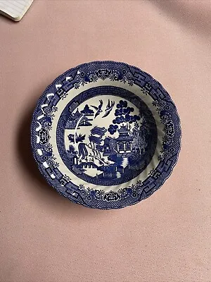 Buy Vintage CROWN CLARENCE Staffordshire England BLUE WILLOW 9  Round Vegetable Bowl • 18.12£