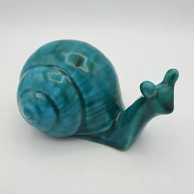 Buy Anglia Studio Pottery  Snail In Turquoise Blue Green AP 200 England 11 X 5.75 Cm • 19.99£