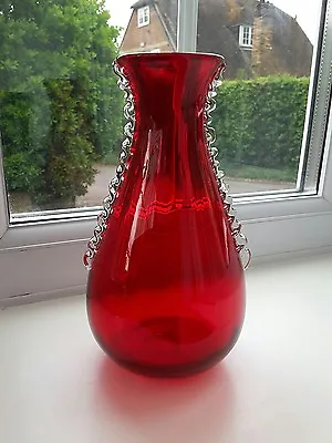 Buy Vintage Whitefriars Ruby Red Vase Pattern No. 9420 • 30£