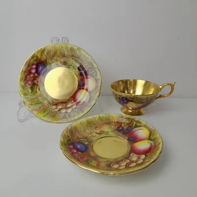 Buy Aynsley Orchard Gold Bundle X3 Teacup Saucer Small Plate Bundle Bone China -WRDC • 87£