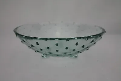 Buy Spanish Art Glass Green Pin-Dot Hobnail Bowl, Handmaid, Vintage, A++ • 17£