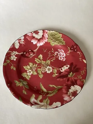 Buy 222 Fifth Lutece Plate Red Green Floral Butterfly   Vintage Inspired • 15£