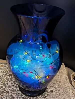 Buy Huge 10 Inch Tall Vintage Cobalt Blue Glass Vase • 22.05£