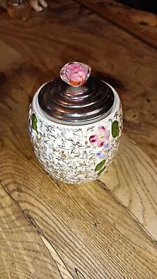Buy FAB RARE 1950s WADE HAND PAINTED POTTERY BISCUIT BARREL - CHROME LID • 15£
