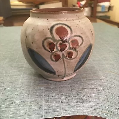Buy Vintage MCM OTAGIRI Speckled Stoneware Bud Vase Hand Painted Flowers 3.25  MINT! • 15.82£