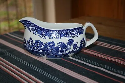 Buy Vintage WILLOW Pattern Woods Ware England Gravy / Sauce Boat • 7£