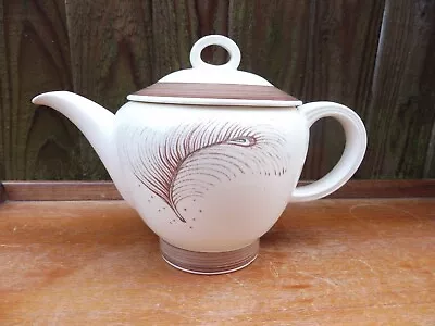 Buy Susie Cooper Brown Feather Pattern  Tea Pot & Cover • 49£