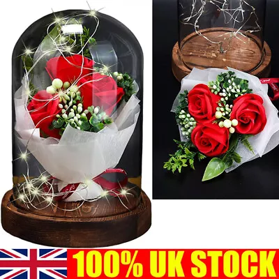 Buy Eternal Rose Glass Dome Forever Gift Preserved Flower Ornament Cover Ornaments • 14.90£