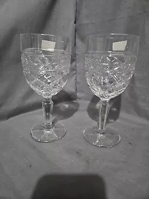 Buy Cut Glass Crystal Wine Glasses X2 • 12£