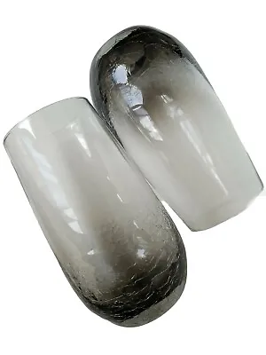 Buy PIER 1 Two STEMLESS CRACKLE GRAY SMOKE GLASS HIGHBALL TUMBLERS 18 Oz  • 37.92£