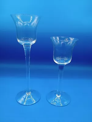 Buy Set Of 2 Clear Glass Multi Height Stemmed  Candle Holders 10 In And 8 In Tall • 14.23£