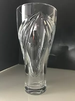 Buy Stunning Czech Republic Deco Style Cut Leaf Crystal Art Glass Vase • 16.99£