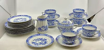 Buy Bavarian China Blue 26 Piece Tea Set Sh109 • 39.99£