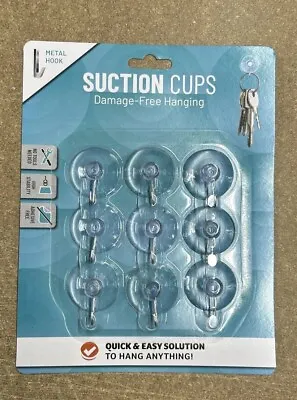 Buy Clear Suction Hooks 9pc Glass Window Decorations Plastic Home Sticks Hook Keys • 2.89£