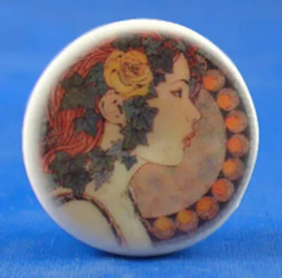 Buy Birchcroft China Button -- Art Nouveau Lady - One Inch Size ( 25 Mm ) • 4.95£