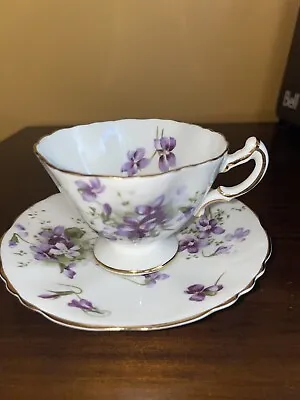 Buy Hammersley Bone China  Victorian Violets  Footed Tea Cup & Saucer Vintage • 20.86£