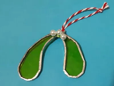 Buy Hand Made Stained Glass Christmas Decoration Mistletoe.Other Designs Too • 5.50£