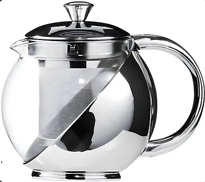 Buy Modern Glass & Stainless Steel Tea Pot With Loose Tea Leaf Infuser 750ml/500ml • 8.99£