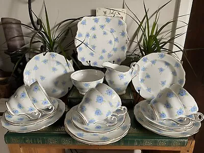 Buy Royal Standard China Afternoon Tea Set (21 Pieces) Blue Flowers Handpainted • 40£
