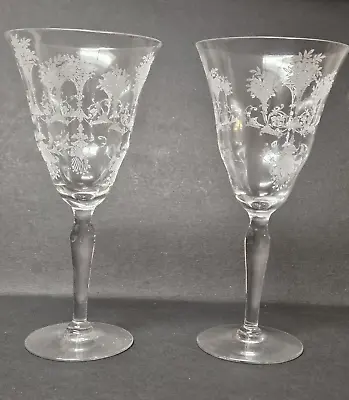 Buy Morgantown Mayfair Pattern 1940's Set Of 2 Blown Glass Water Goblets 7 5/8  • 19.18£
