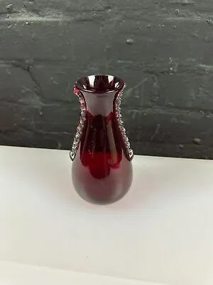 Buy Whitefriars Flanged Ruby Red Glass Vase 6.25  High • 12.99£