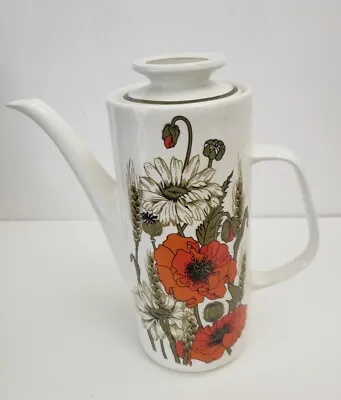 Buy 1970’s J&G Meakin Studio Coffee Pot Orange Poppy Pattern • 12.99£