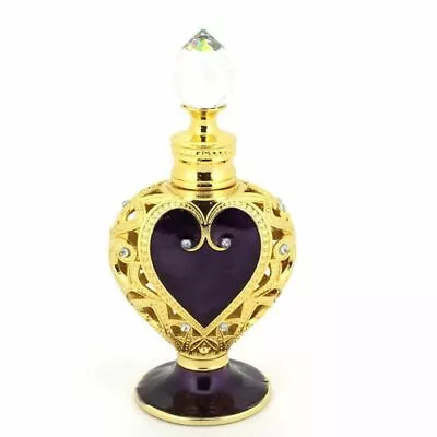 Buy Vintage Metal Crystal Perfume Purple Cut Glass Bottle Collectible Empty Gifts • 7.48£