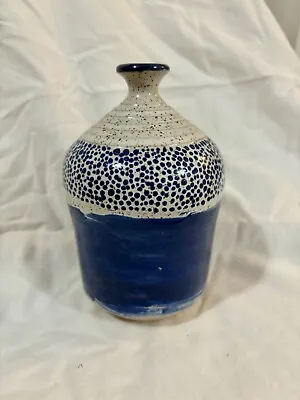 Buy Blue And White Speckled Striped Art Studio Pottery Bold Design • 30.35£