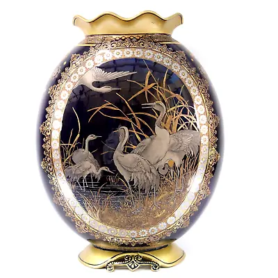 Buy Coalport Exhibition Vase Stinton Japanese Design Storks Silver Gold H45cm • 1,750£