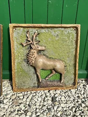 Buy Mid Century Glazed Sculpture Pottery Wall Art - Superb - Elk • 95£
