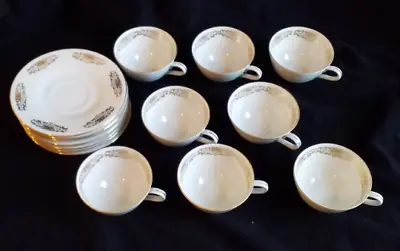 Buy Antique Bavarian PM Set Of 8 Coffee Cups And Saucers With Gilt Deco • 20£