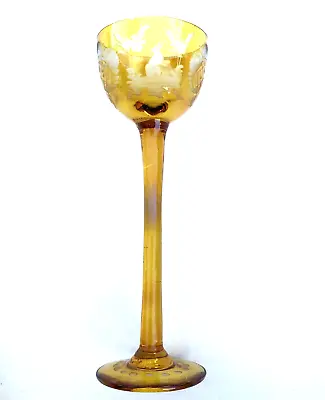 Buy 19c Bohemian Amber Etched Flora Rabbit 🐰Schnapps Liqueur Wine Glass  5  Tall • 19.99£