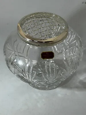 Buy Doulton International Crystal Poland Round Vase Gridded Metal Lid Decor Pot #LH • 3.57£
