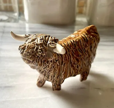 Buy *Mended* Cute Brown Highland Cow Vintage Pottery Ceramic Figurine Sculpture  • 0.99£