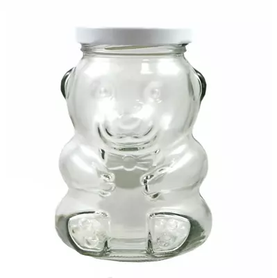 Buy Teddy Bear Glass Jars 280ml With Lids, Sweets Wedding Favours Yellow Hat • 19.95£