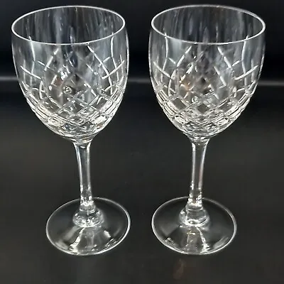 Buy 2x Signed Edinburgh Crystal Large Faceted Stem Cut Wine Glasses 19cm • 14£