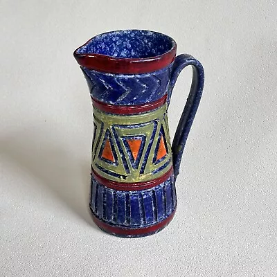 Buy MINT Vtg Raymor Art Pottery Pitcher MCM Carved Geometric Spatter Made In Italy • 27.72£