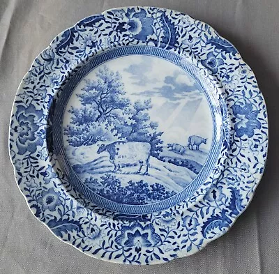 Buy Staffordshire Durham Ox Pattern Blue & White Pearlware Dinner Plate C1820 • 150£