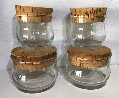 Buy 4 Glass Storage Jars With Original Cork Lids Retro Vintage Kitchenalia • 6£