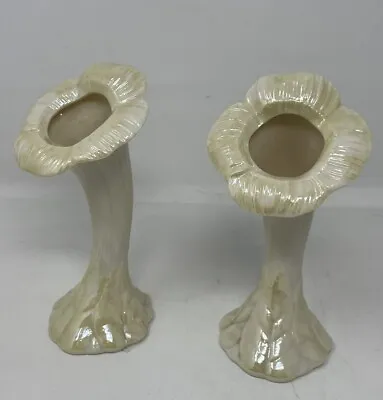 Buy Vintage Irish Pair Of Belleek Handmade Cream Porcelain Sunflower Tulip Vases . • 16£
