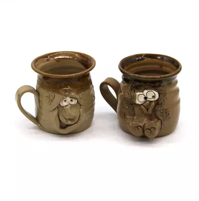 Buy PRETTY UGLY POTTERY Set Of 2 Novelty Faces Cups Studio Pottery Wales Mugs • 4.99£