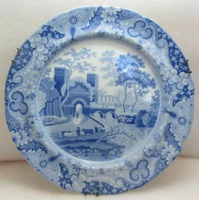 Buy Antique Spode Blue & White Transferware Plate In The Castle Pattern C1815 • 95£