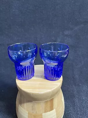 Buy Vintage Hazel Atlas Vertical Rib 1.5oz Cobalt Blue Shot Glasses Set Of 2 • 14.14£