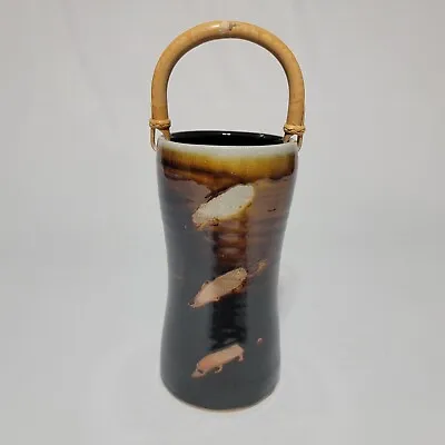 Buy Wood Fired, Tenmoku Style Bamboo Handle Vase Buck Pottery Gruene, Texas. • 38.51£